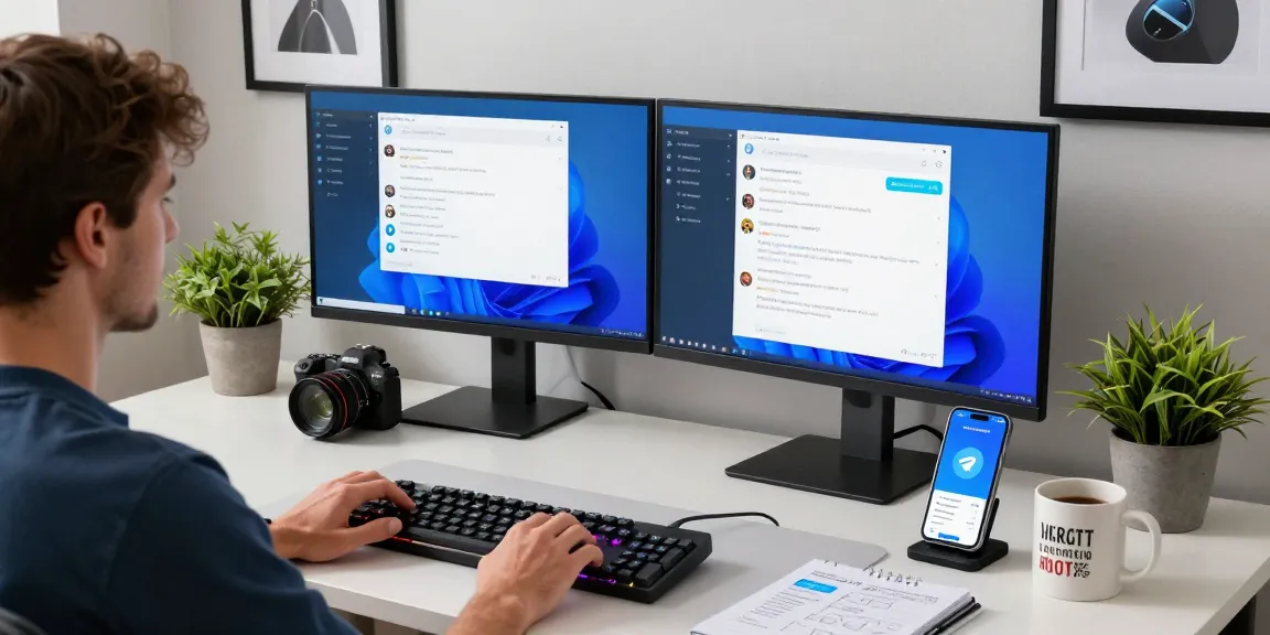 Person engaging with the Telegram Web Version on a modern desktop, showcasing productivity and digital communication tools.
